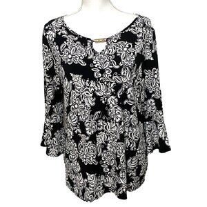 Emma & Olive Women's Pullover Top‎ L Black and White